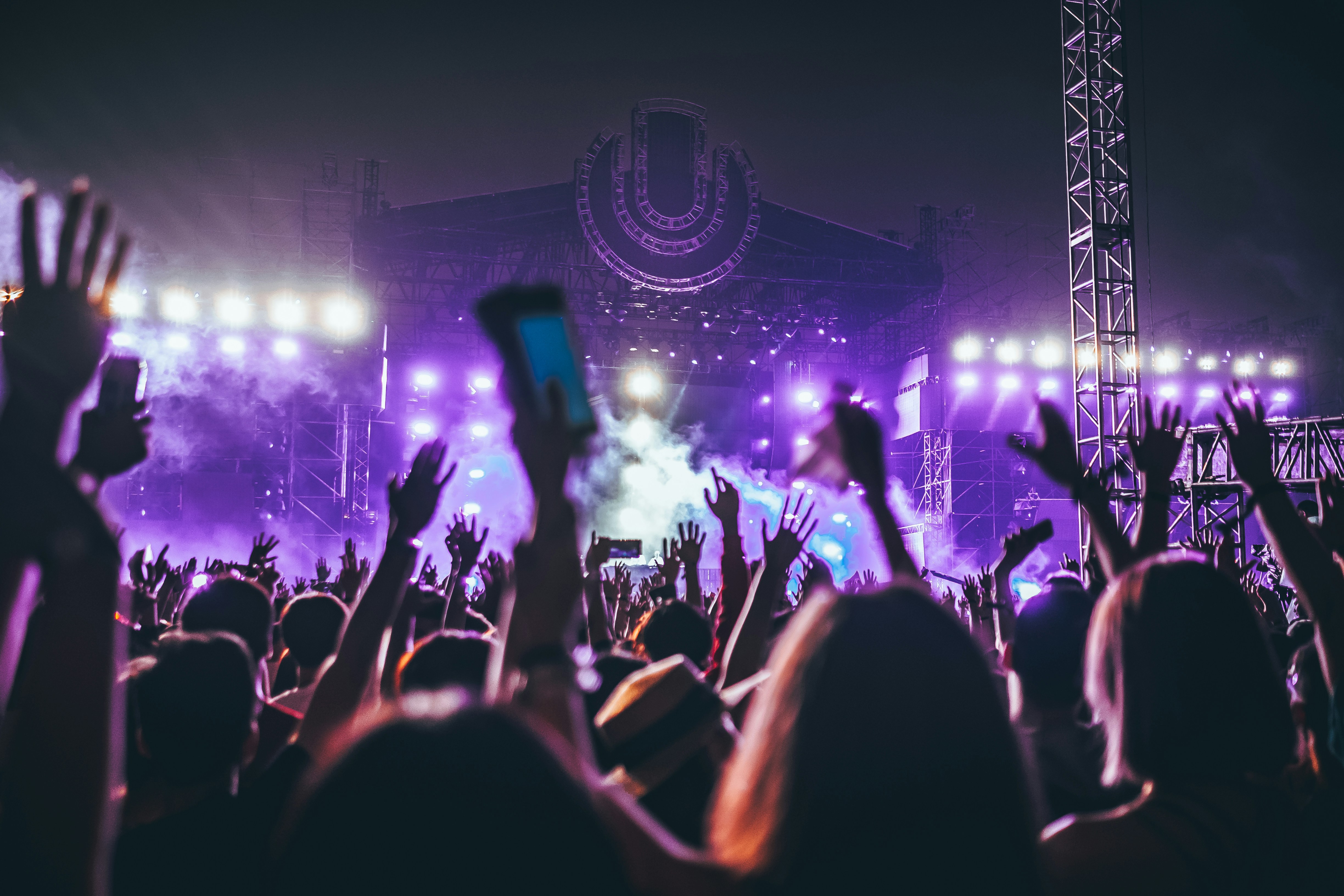 Music festival crowd background